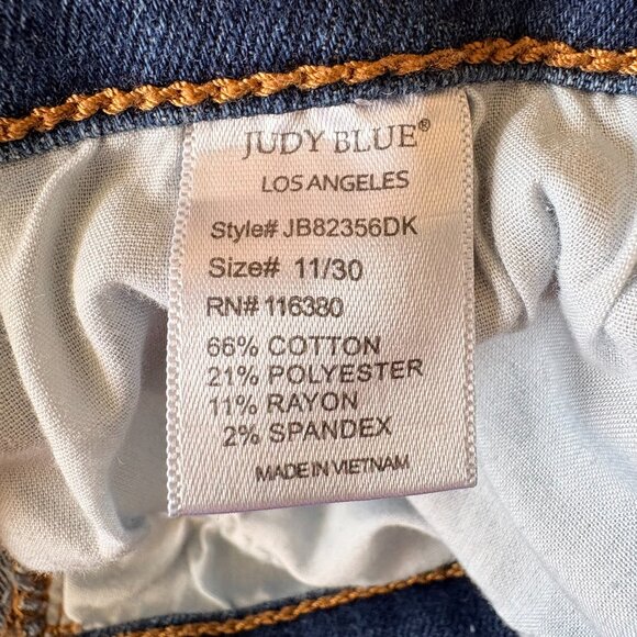 Judy Blue Jeans Dark Wash Straight Fit Stretch Y2K Preppy Classic Size 11/30 - Picture 4 of 12